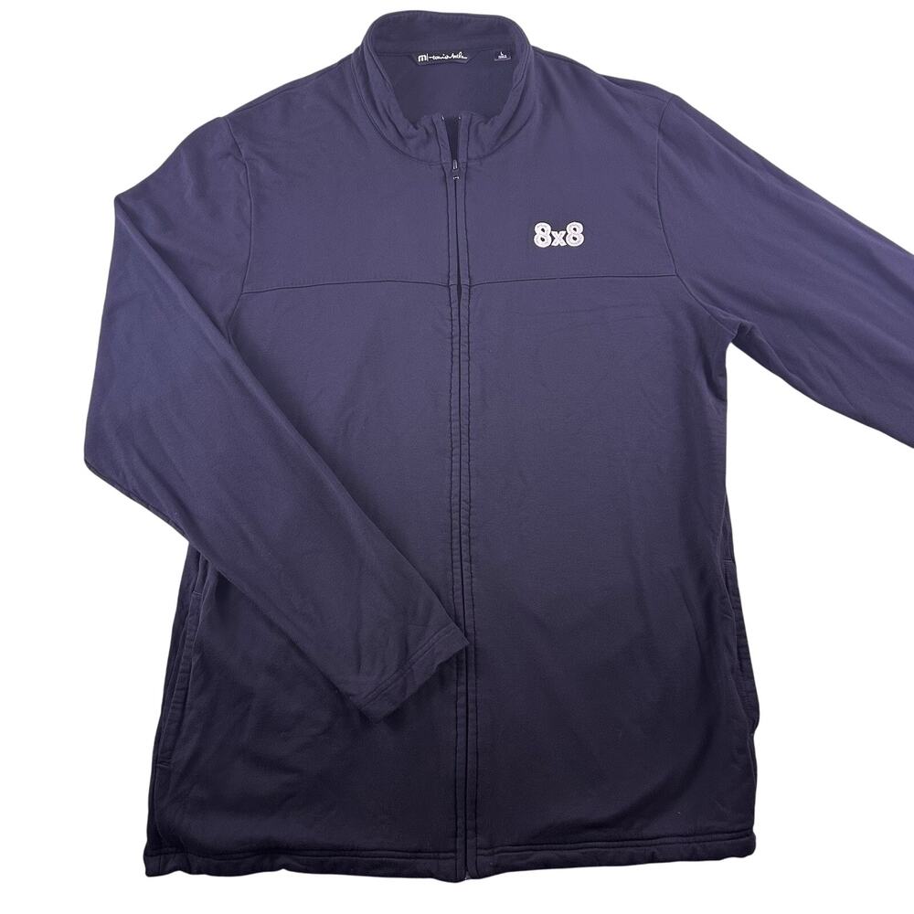 Travis Mathew Full zip sweater Men’s Large Black Light Golf 8x8‎ Logo